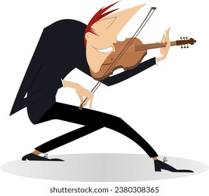 Illustration of young violinist man. 
Smiling violinist man with violin and fiddlestick. Isolated on white background
