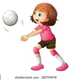 Illustration of a young volleyball player on a white background