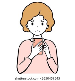 Illustration of a young woman angrily looking at her smartphone