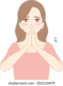 Illustration of a young woman apologizing
