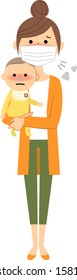 Illustration of young woman and baby who are in poor health.