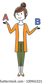 Illustration of a young woman to choose.