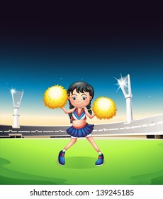 Illustration of a young woman dancing at the soccer field