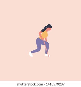 Illustration of young woman doing different exercises with resistance band isolated on a light background. Colorful flat vector illustration.