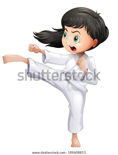 Illustration Young Woman Doing Karate On Stock Vector (Royalty Free ...