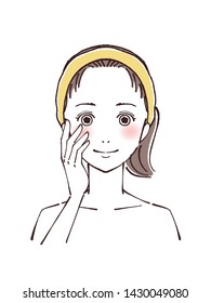 Illustration of a young woman doing skin care