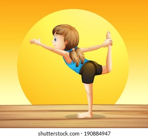 Illustration of a young woman doing yoga