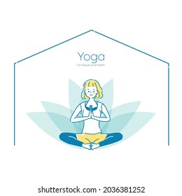 Illustration of a young woman doing yoga at home