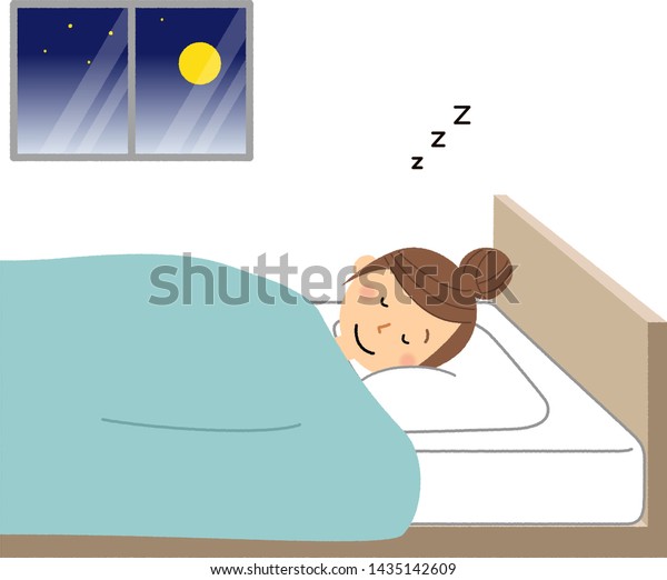 Illustration Young Woman Getting Deep Sleep Stock Vector (Royalty Free ...