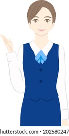 Illustration of the young woman guiding in a uniform