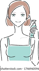 Illustration of a young woman having a makeup remover.