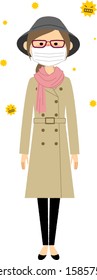 Illustration of a young woman with hay fever.