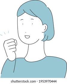 Illustration of a young woman holding a fist with a smile