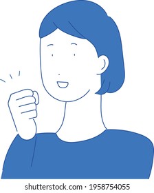 Illustration of a young woman holding a fist with a smile