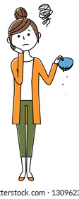 Illustration of a young woman in need of money shortage.