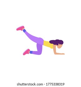 Illustration of young woman performing exercises isolated on a light background. Colorful flat vector illustration.
