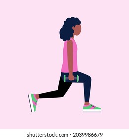 Illustration of young woman performing exercises isolated on a light background. Lower Body workout. Colorful flat vector set.