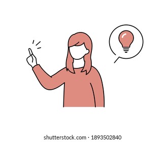 Illustration of a young woman pointing her finger and flashing