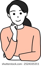 Illustration of a young woman resting her chin on her hand