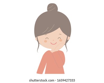 Illustration of a young woman smiling happily.
