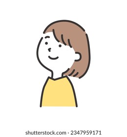 Illustration of a young woman smiling as she looks up at an angle