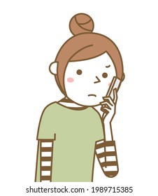 It is an illustration of a young woman staring at a smartphone.