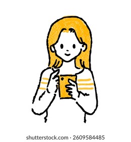 Illustration of a young woman using a smartphone.