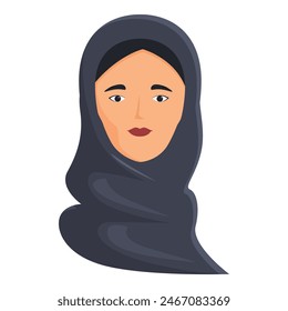 Illustration of a young woman wearing a traditional hijab with a neutral expression