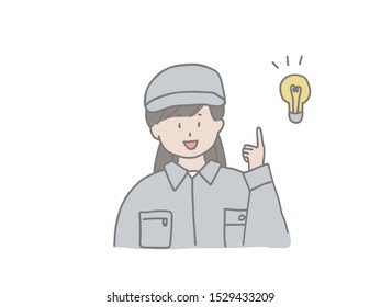 Illustration of a young woman wearing work clothes. Simple and easy to use.
