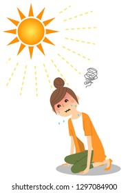 It is an illustration of an young woman who became a heat stroke.