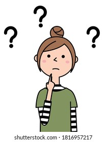 It is an illustration of a young woman who feels doubts.