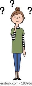 It is an illustration of a young woman who feels doubts.