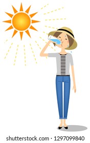 It is an illustration of an young woman who supplies hydration.