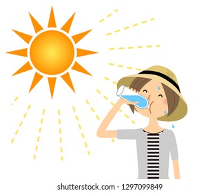 It is an illustration of an young woman who supplies hydration.