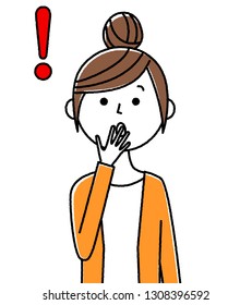 It is an illustration of a young woman who is surprised.