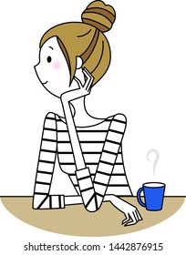 It is an illustration of a young woman who is taking a break.