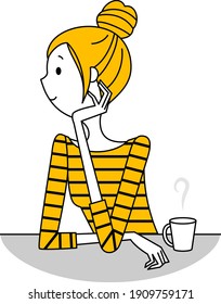 It is an illustration of a young woman who is taking a break.