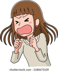 Illustration Of A Young Woman Yelling Out