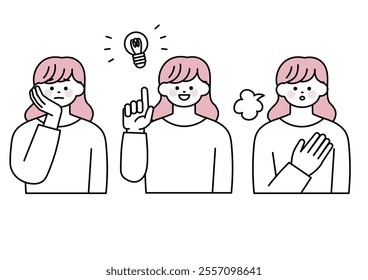 Illustration of a young woman's expression and pose