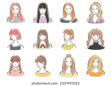 Illustration of a young woman's face.