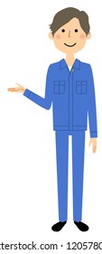 Illustration of a young working man explaining.