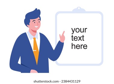 Illustration your text here, template, people illustration, marketing, message, vector banner for landing page website