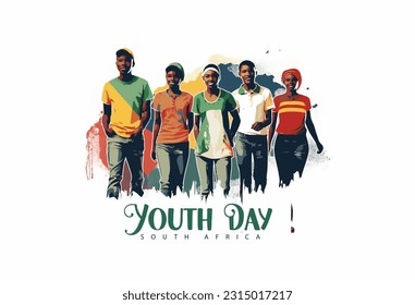 Illustration of Youth Day South Africa 16 june with south african flag background.