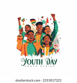 Illustration of Youth Day South Africa 16 june with south african flag background. - Shutterstock ID 2315017221