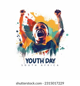 Illustration of Youth Day South Africa 16 june with south african flag background.