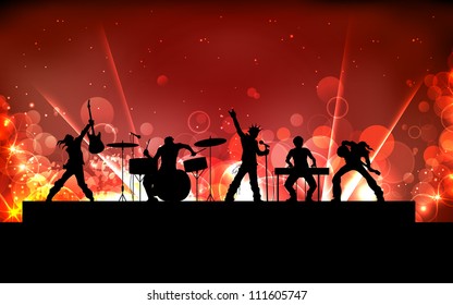 illustration of youth performing in rock band