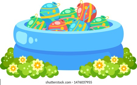 Illustration of yo-yo fishing (pool of water balloons)