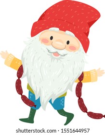 Illustration Yule Lad Long White Beard Stock Vector (Royalty Free ...