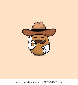 illustration of yummy cowboy potato mascot cartoon design