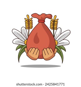 Ilustración de una bolsa de zakat. icono de vector sobre fondo blanco. Tema del Ramadán